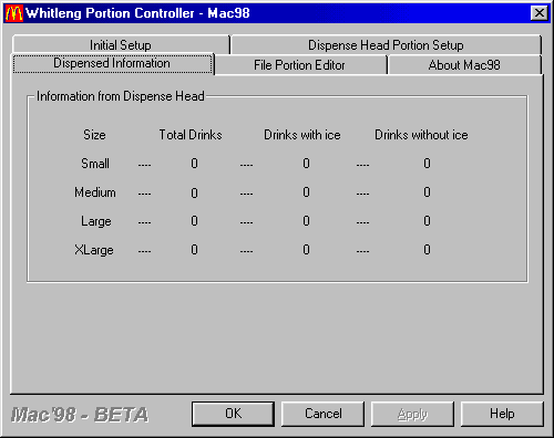Mac98 Dispensed Information screen