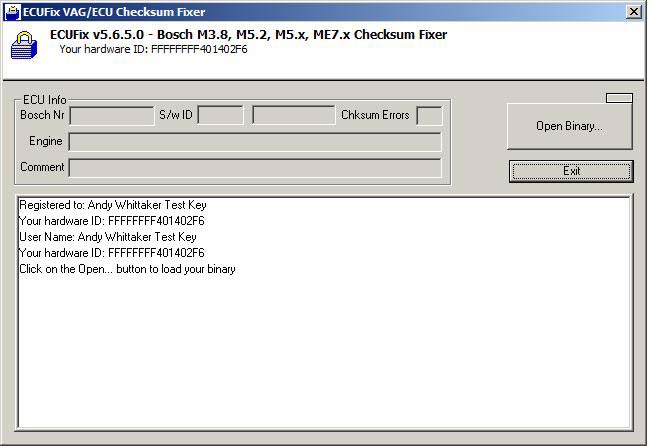 ECUFix Checksum Fixer Dialog